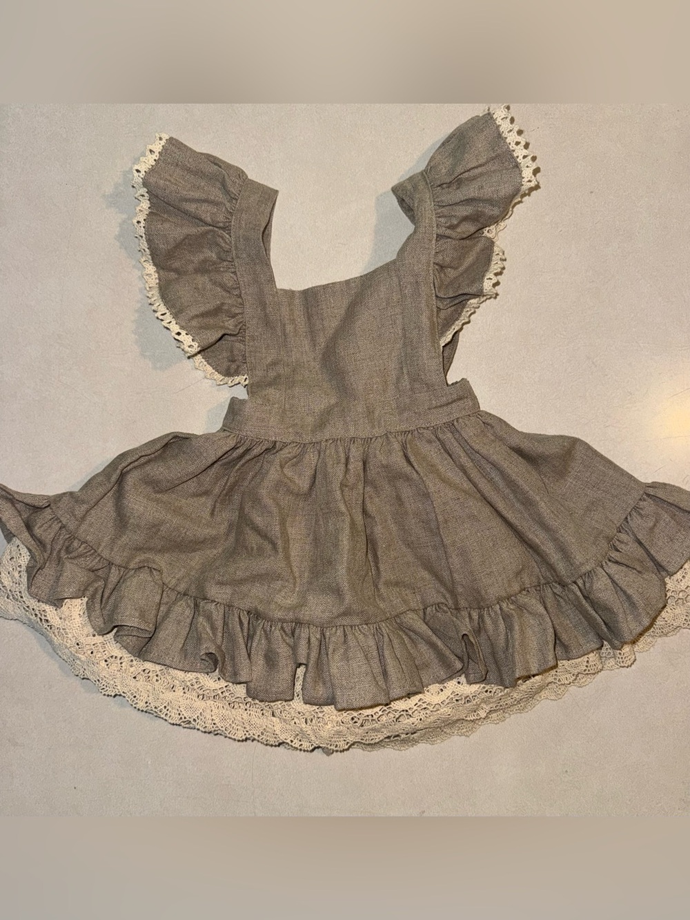 Sweet Jane Irish Linen Baby Dress 6 Months 6M Lacy Ruffle Pinafore